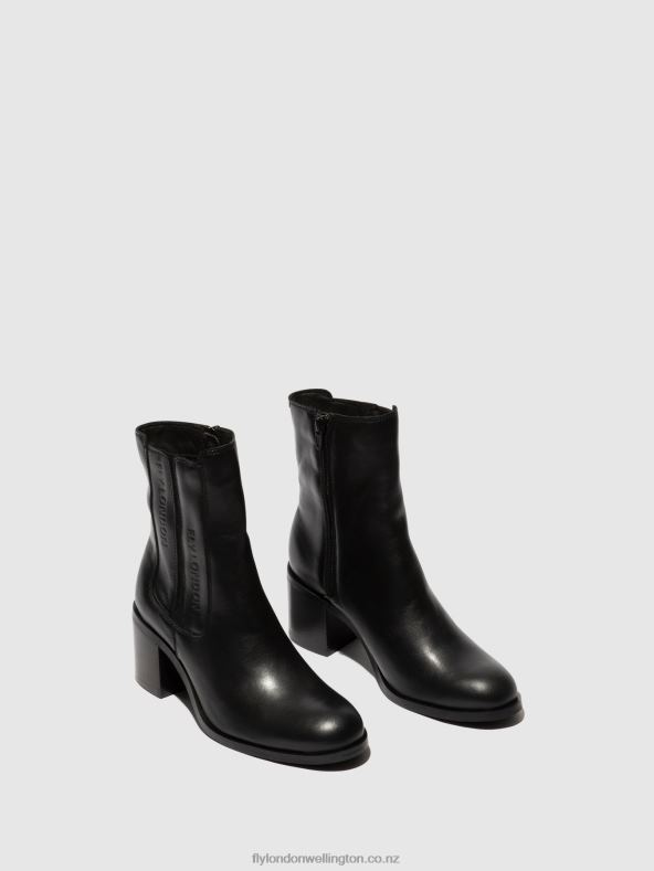 Women Fly London BLACK Zip Up Ankle Boots AMEL913 0B6X470