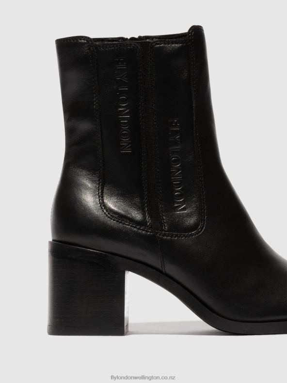 Women Fly London BLACK Zip Up Ankle Boots AMEL913 0B6X470