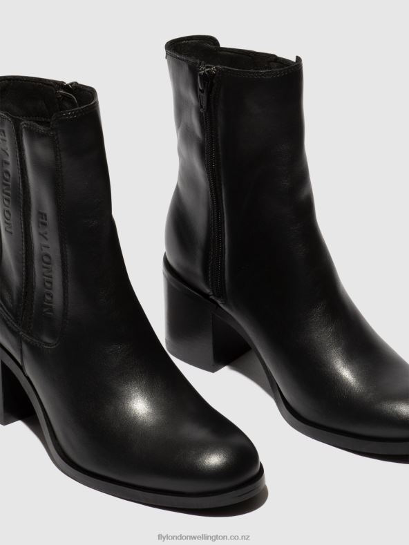 Women Fly London BLACK Zip Up Ankle Boots AMEL913 0B6X470