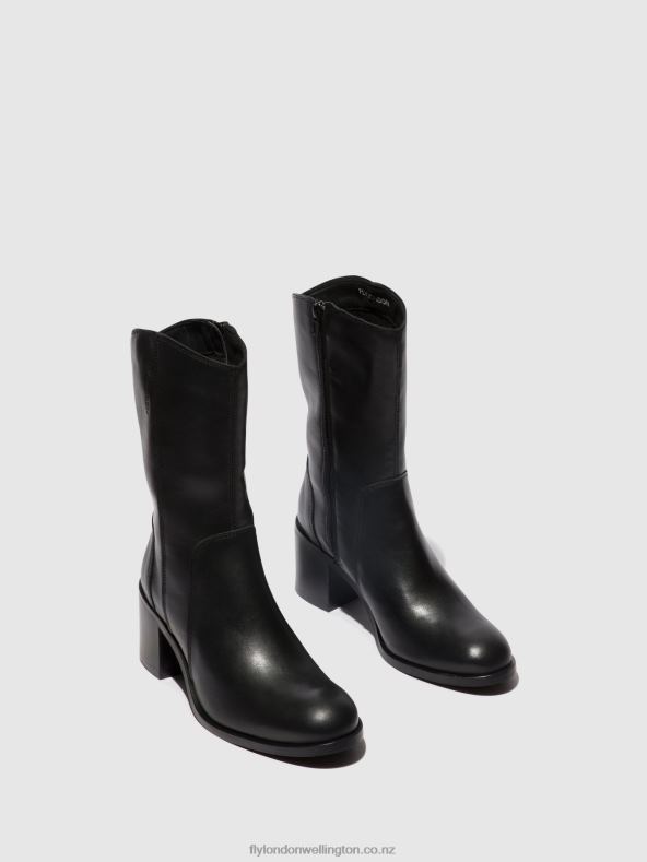 Women Fly London BLACK Zip Up Ankle Boots ASTA914 0B6X473