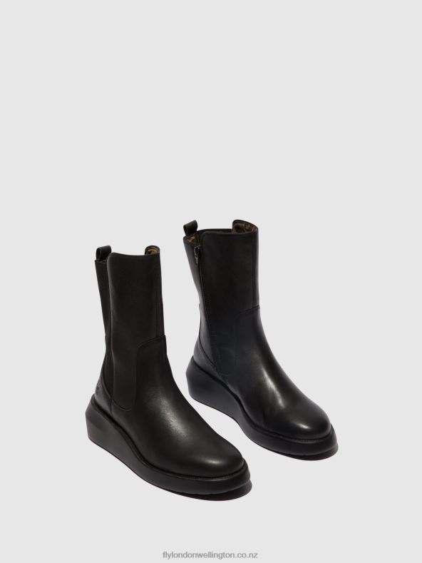 Women Fly London BLACK Zip Up Ankle Boots BRIN516 0B6X463