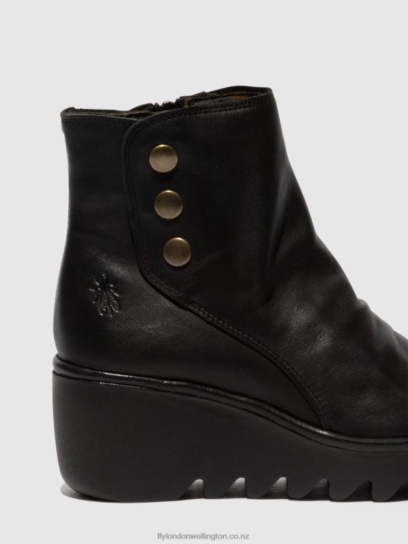 Women Fly London BLACK Zip Up Ankle Boots BROM344 0B6X466