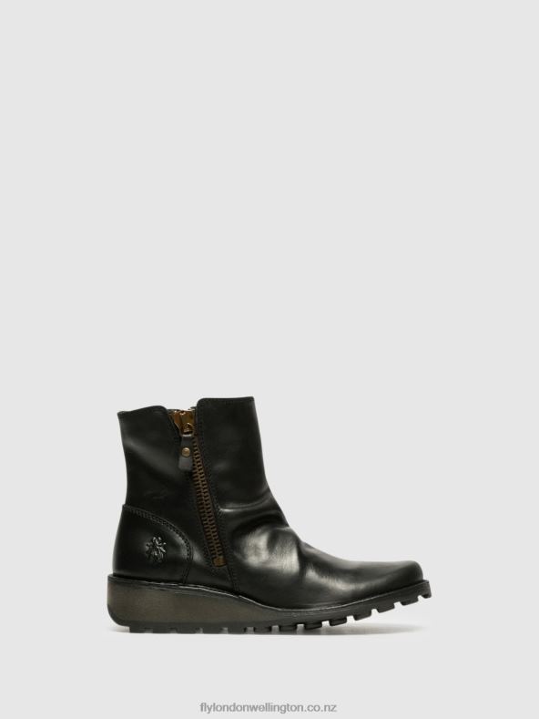 Women Fly London BLACK Zip Up Ankle Boots MON944 0B6X4269