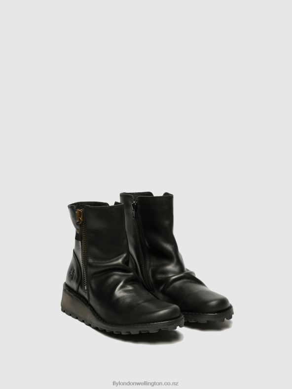 Women Fly London BLACK Zip Up Ankle Boots MON944 0B6X4269