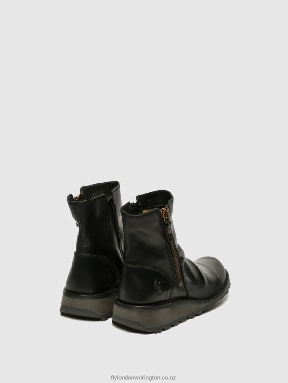 Women Fly London BLACK Zip Up Ankle Boots MON944 0B6X4269