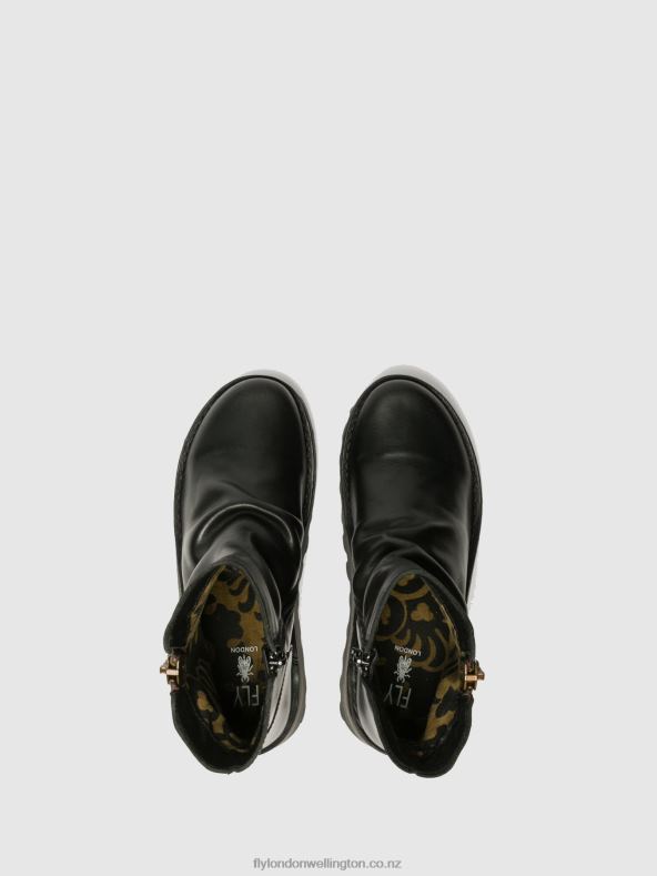 Women Fly London BLACK Zip Up Ankle Boots MON944 0B6X4269