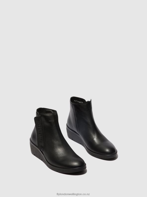 Women Fly London BLACK Zip Up Ankle Boots NULA550 0B6X448