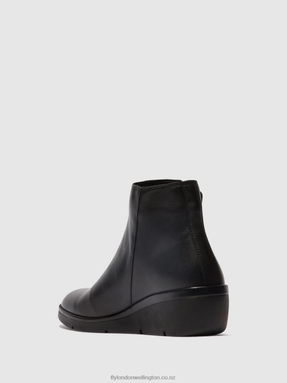 Women Fly London BLACK Zip Up Ankle Boots NULA550 0B6X448