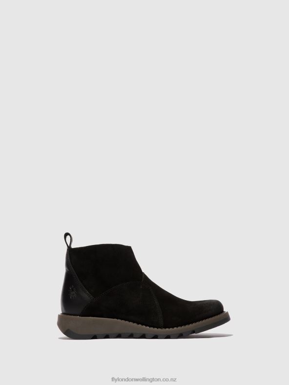 Women Fly London BLACK Zip Up Ankle Boots SELY918 0B6X445