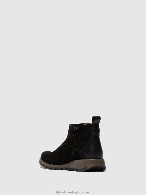 Women Fly London BLACK Zip Up Ankle Boots SELY918 0B6X445