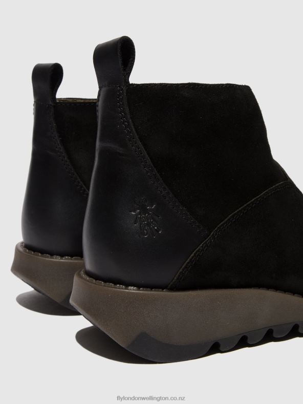 Women Fly London BLACK Zip Up Ankle Boots SELY918 0B6X445
