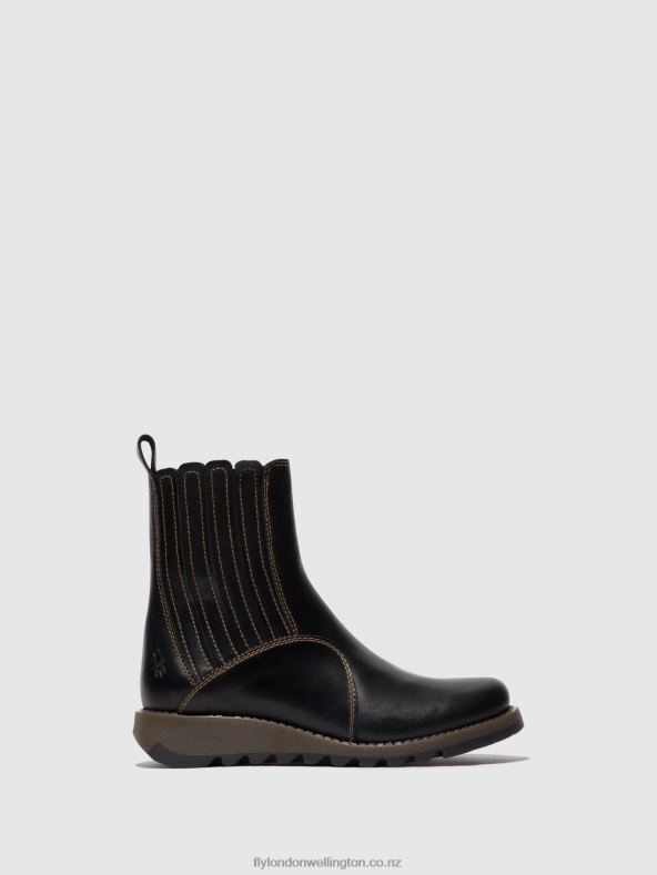 Women Fly London BLACK Zip Up Ankle Boots SUZY899 0B6X438