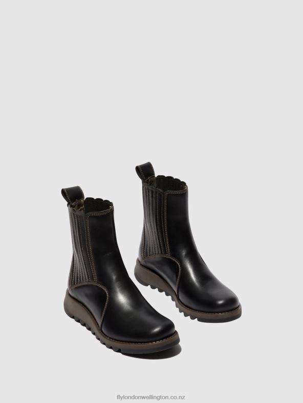 Women Fly London BLACK Zip Up Ankle Boots SUZY899 0B6X438