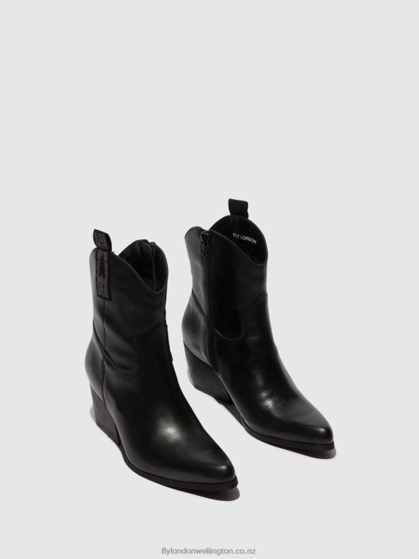Women Fly London BLACK Zip Up Ankle Boots TABB905 0B6X431