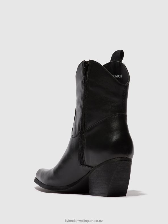 Women Fly London BLACK Zip Up Ankle Boots TABB905 0B6X431