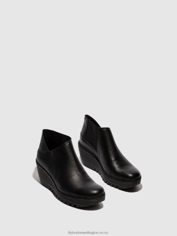 Women Fly London BLACK Zip Up Ankle Boots YEGO400 0B6X434
