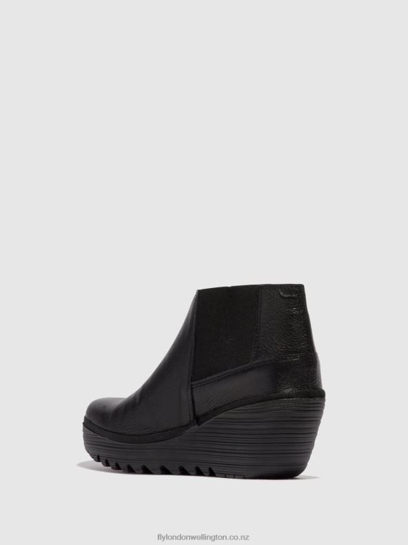 Women Fly London BLACK Zip Up Ankle Boots YEGO400 0B6X434