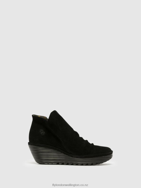 Women Fly London BLACK Zip Up Ankle Boots YIP 0B6X4279