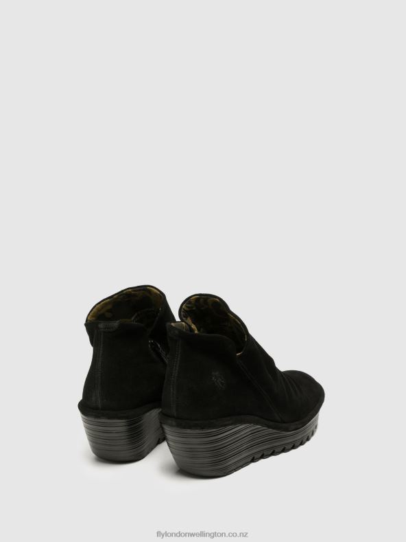Women Fly London BLACK Zip Up Ankle Boots YIP 0B6X4279
