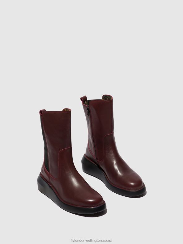 Women Fly London BORDEAUX Zip Up Ankle Boots BRIN516 0B6X464