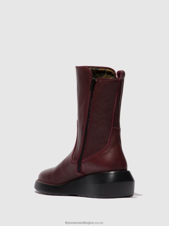 Women Fly London BORDEAUX Zip Up Ankle Boots BRIN516 0B6X464