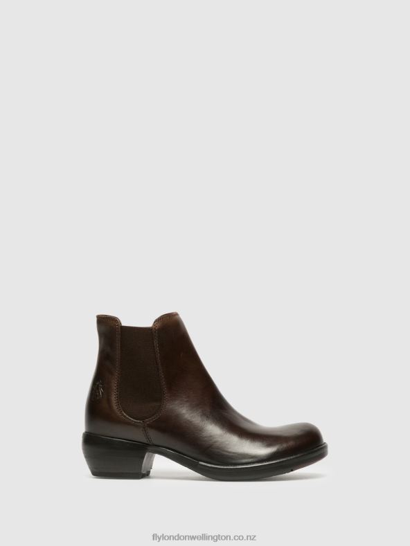 Women Fly London BROWN Chelsea Ankle Boots MAKE DK 0B6X4263