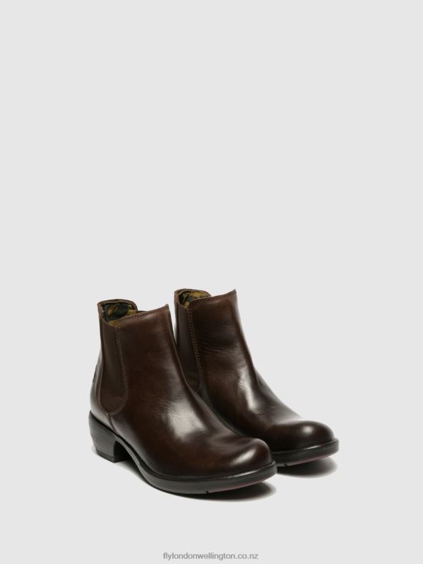 Women Fly London BROWN Chelsea Ankle Boots MAKE DK 0B6X4263