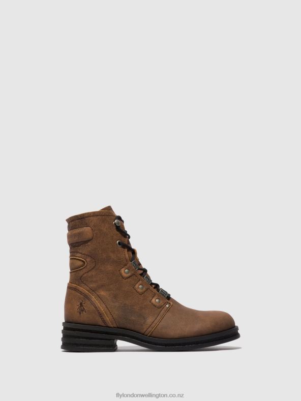 Women Fly London BROWN Lace-up Ankle Boots KNOT792 0B6X498
