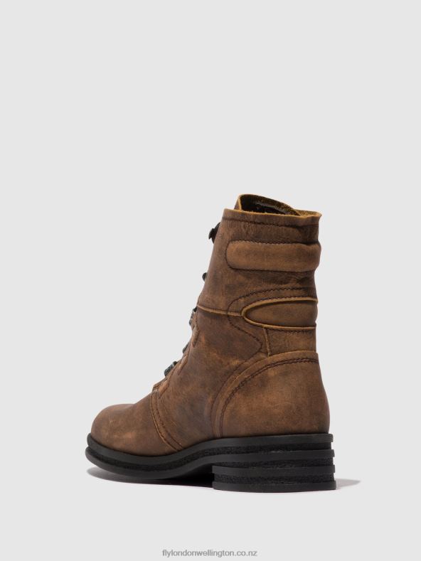 Women Fly London BROWN Lace-up Ankle Boots KNOT792 0B6X498