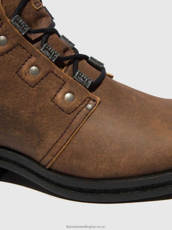 Women Fly London BROWN Lace-up Ankle Boots KNOT792 0B6X498