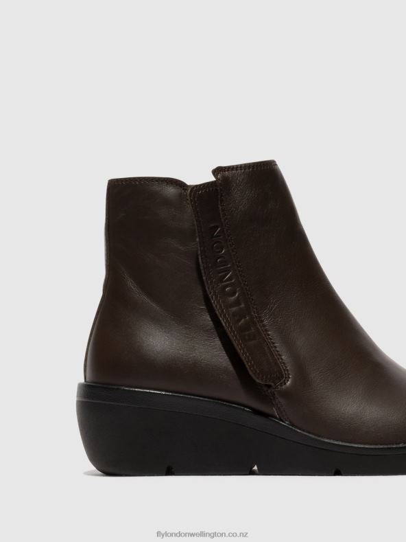 Women Fly London BROWN Zip Up Ankle Boots NULA550 0B6X449