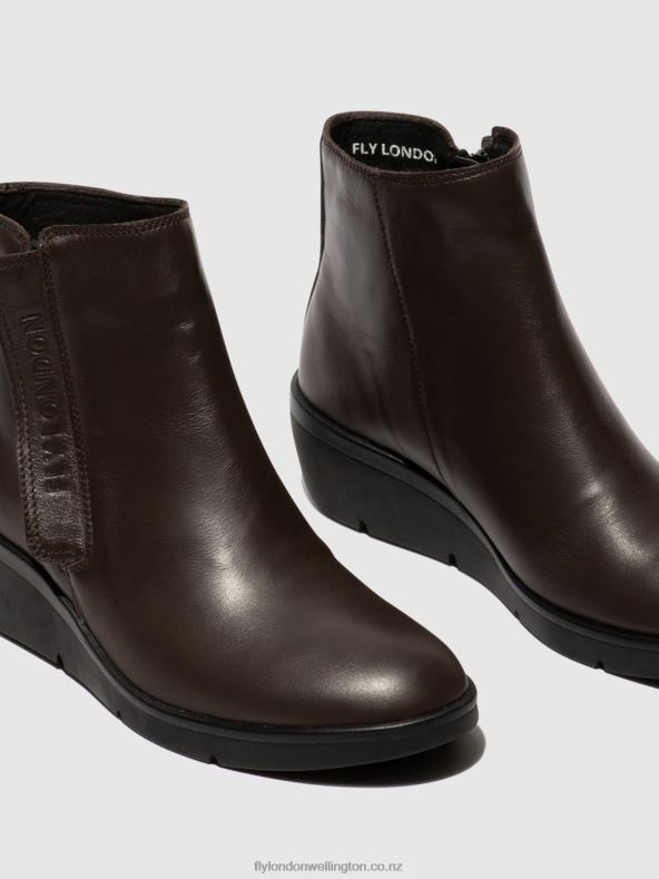 Women Fly London BROWN Zip Up Ankle Boots NULA550 0B6X449