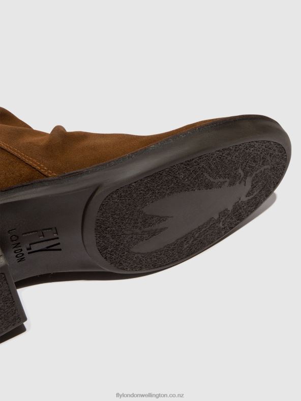Women Fly London CAMEL Zip Up Ankle Boots MERK093 0B6X455