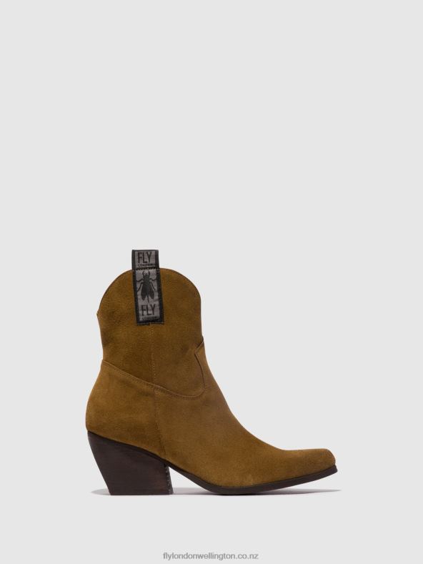 Women Fly London CAMEL Zip Up Ankle Boots TABB905 0B6X432