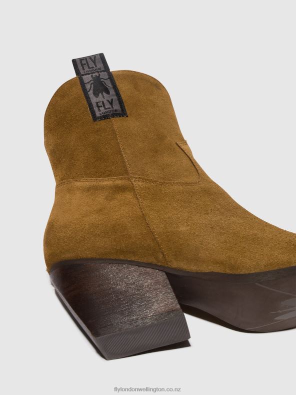 Women Fly London CAMEL Zip Up Ankle Boots TABB905 0B6X432