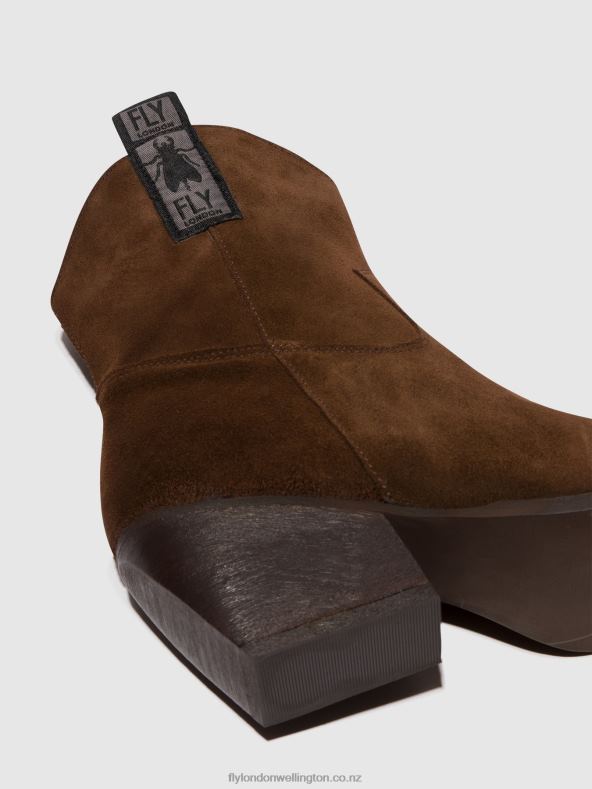 Women Fly London CHOCOLATE Zip Up Ankle Boots TABB905 0B6X433