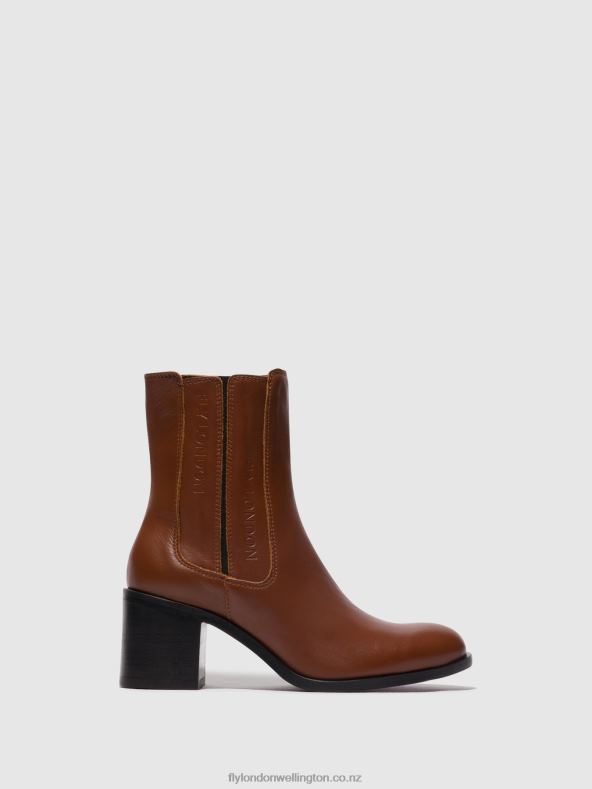Women Fly London COGNAC Zip Up Ankle Boots AMEL913 0B6X471