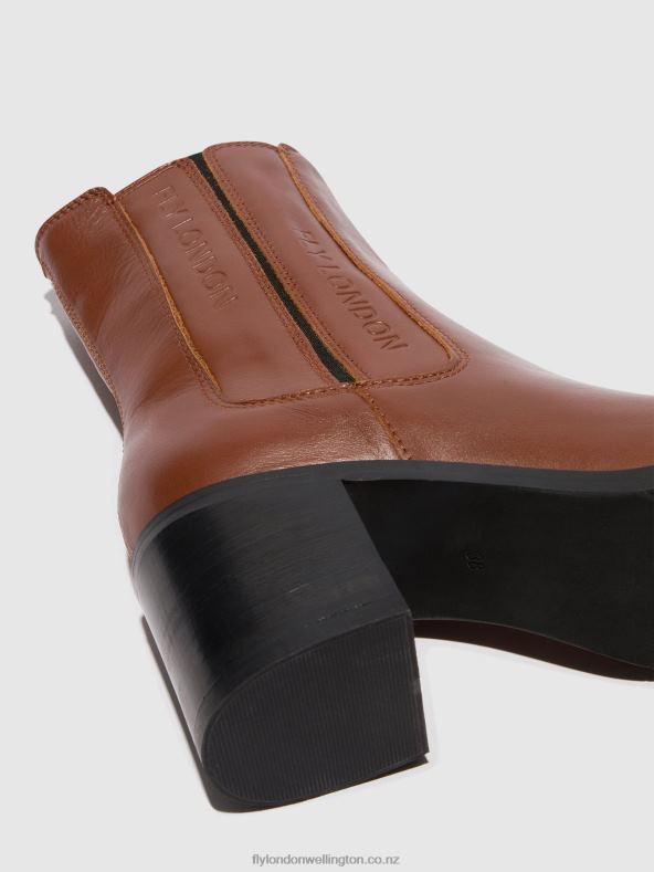 Women Fly London COGNAC Zip Up Ankle Boots AMEL913 0B6X471