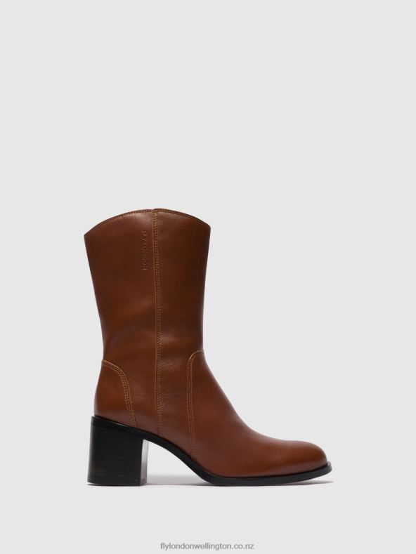 Women Fly London COGNAC Zip Up Ankle Boots ASTA914 0B6X474