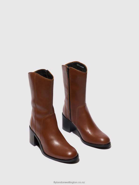 Women Fly London COGNAC Zip Up Ankle Boots ASTA914 0B6X474