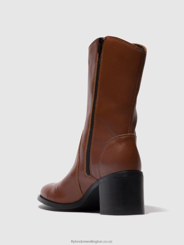 Women Fly London COGNAC Zip Up Ankle Boots ASTA914 0B6X474