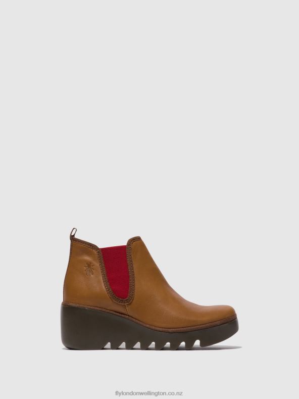 Women Fly London CUOIO (RED ELASTIC) Chelsea Ankle Boots BYNE349 0B6X4152