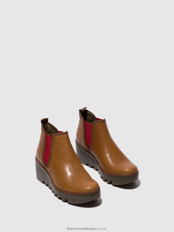 Women Fly London CUOIO (RED ELASTIC) Chelsea Ankle Boots BYNE349 0B6X4152