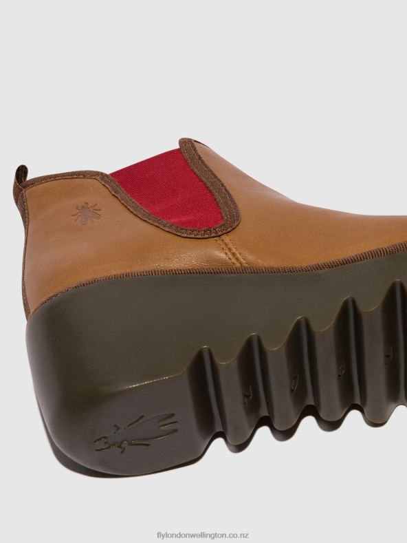 Women Fly London CUOIO (RED ELASTIC) Chelsea Ankle Boots BYNE349 0B6X4152