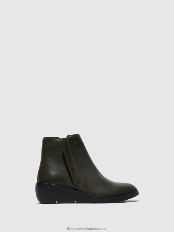 Women Fly London DARK GREEN Zip Up Ankle Boots NULA550 0B6X443