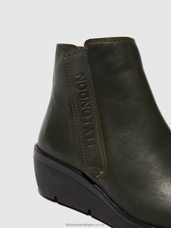 Women Fly London DARK GREEN Zip Up Ankle Boots NULA550 0B6X443
