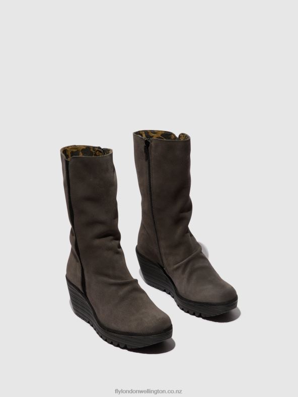 Women Fly London DIESEL/BLACK Zip Up Ankle Boots YEMY408 0B6X429
