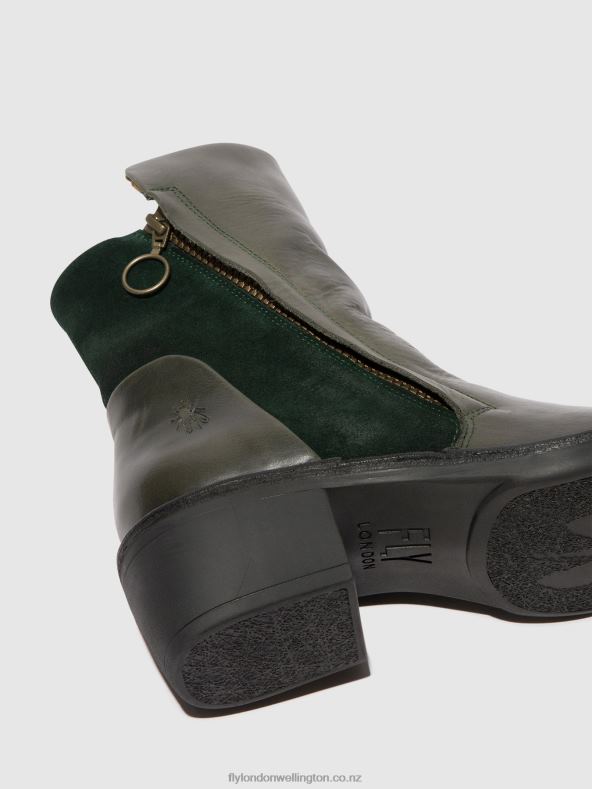 Women Fly London DIESEL/GREEN FOREST Zip Up Ankle Boots MELY074 0B6X457