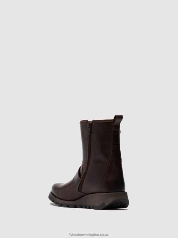 Women Fly London DK.BROWN Buckle Ankle Boots SINO525 0B6X4266