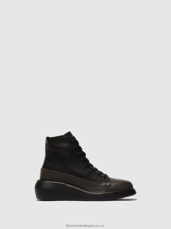 Women Fly London DK.GREEN/BLACK Lace-up Ankle Boots BOZE515 0B6X4107